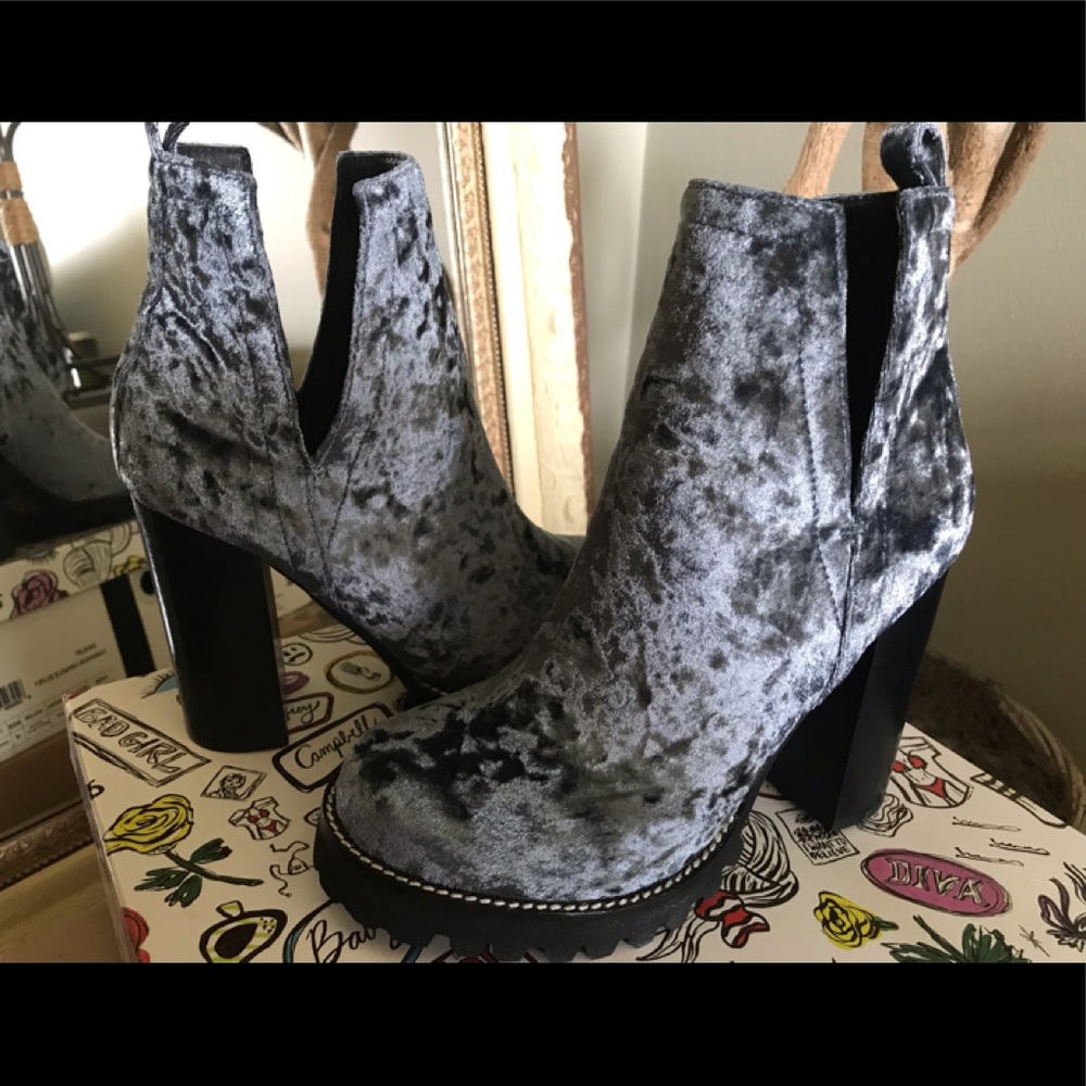 Jeffrey Campbell Blue Velvet Ankle Boot